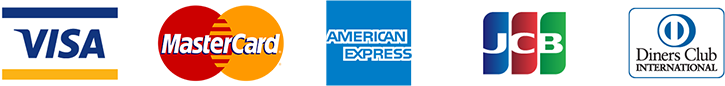 VISA、MasterCard、AMERICAN EXPRESS、JCB、Diners Club